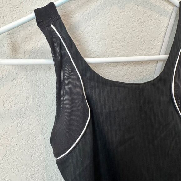 Ivy Park Black One Piece Swimsuit Bodysuit Mesh Cutouts Cross Back Size L EUC - Picture 4 of 9